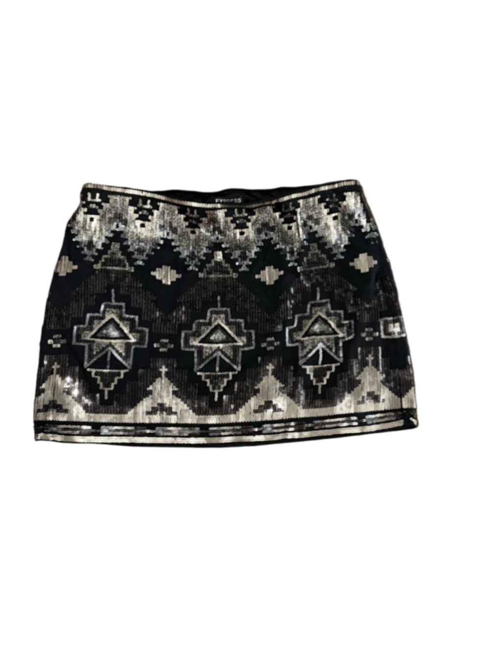 Women's EXPRESS Black Silver Sequin Mini Skirt Size 4